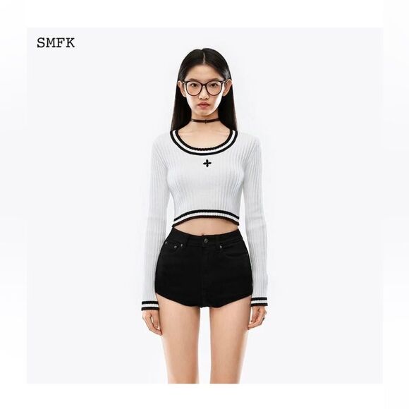 SMFK Compass Classic cashmere short sweater BNWT - Picture 2 of 7